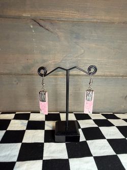 Pink Stone Dangle Earrings
