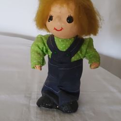 Vintage Paper Mache Doll 6" Tall Minor Wear