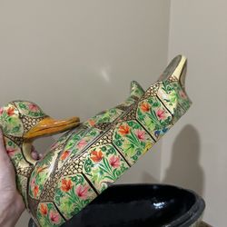 Hand Painted Paper Mache’ Storage Duck