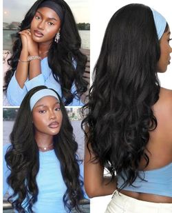 Yaki Wavy Layered Headband Wig Wear and Go 26" Natural Black