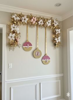 ✨ Set 3 Adornos JOY Rosa & Dorado – Navidad Glam