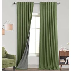 Olive Green Retro Mid Century Modern Curtains 