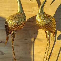 Hollywood Regency Style Handmade Metal Crains 44" Tall