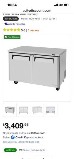 Turbo Air 48” Undercounter Refrigerator