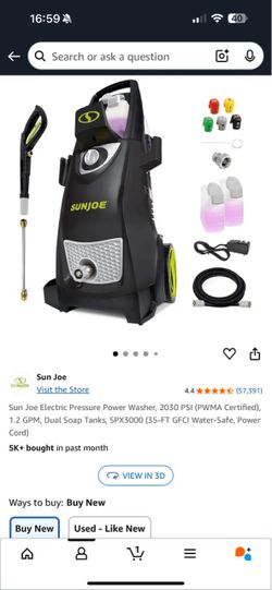 Electric High Pressure Washer (Sun Joe Brand)