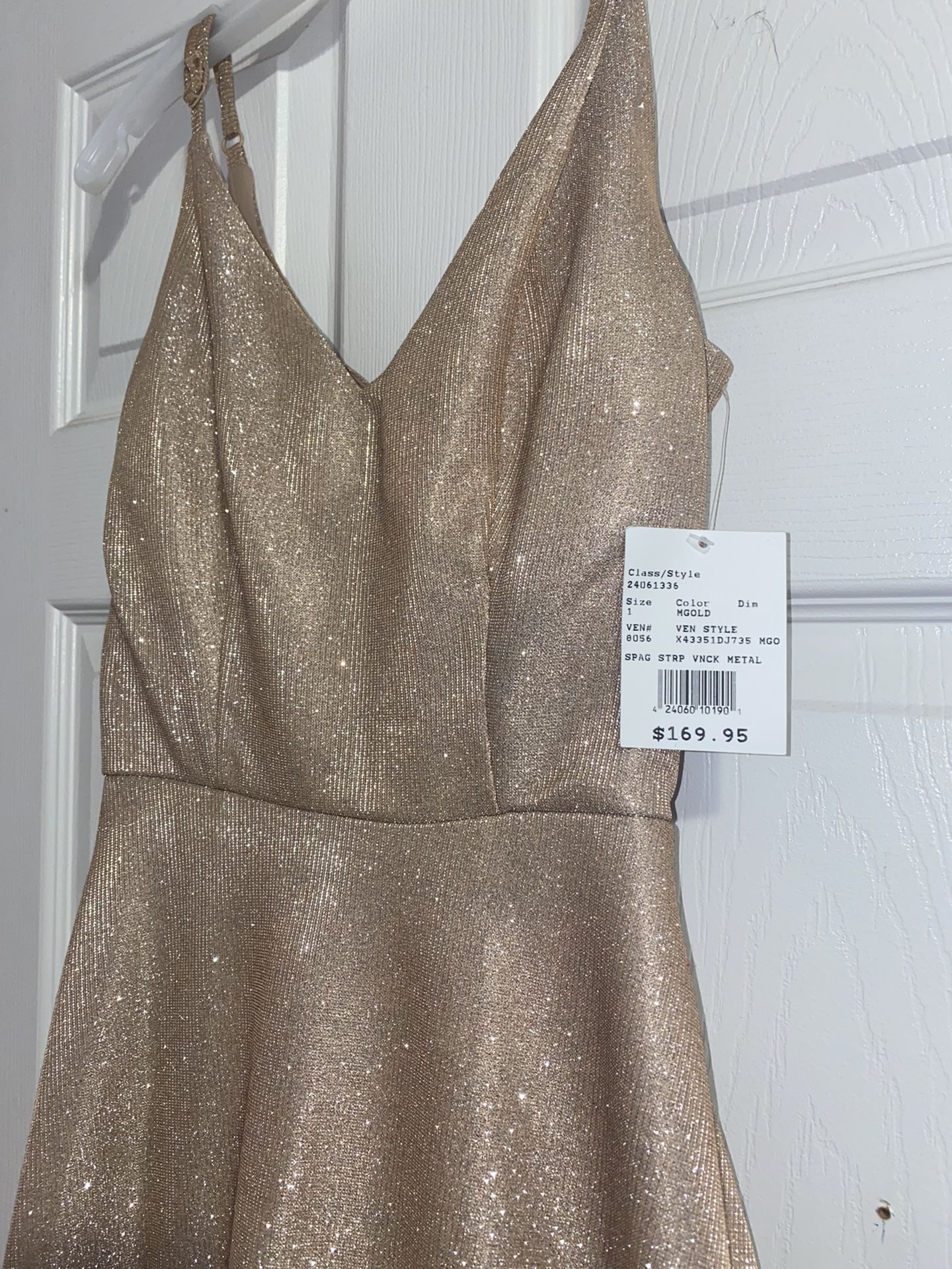 DAVIDS BRIDAL DRESS SPARKLY ROSE GOLD 2 NWT