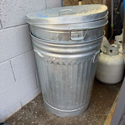 2 Metal Trash Cans 