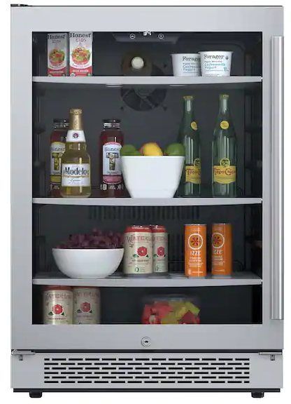 Avallon 24 in. Single Zone 140-Cans Built-in or Freestanding Beverage Cooler in Stainless Steel