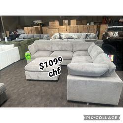Corduroy Modular Sectional Sofa With Ottoman  // Christmas Sale !