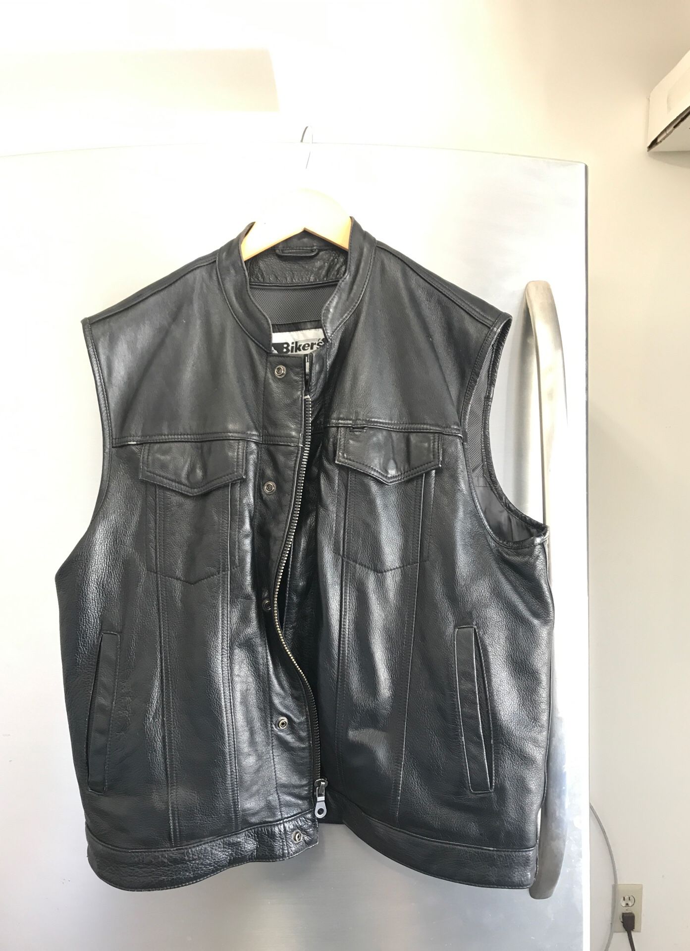 Leather motorcycle vest