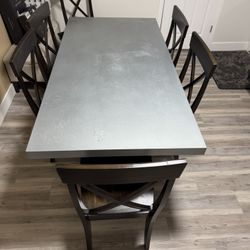 Zinc Dining Table With Wooden Chairs