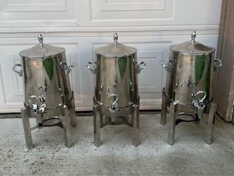Set of 3 Stainless Steel Catering Beverage Dispensers