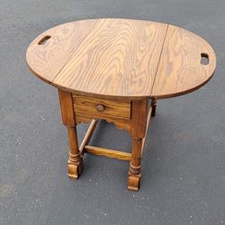 Folding Oak End Table
