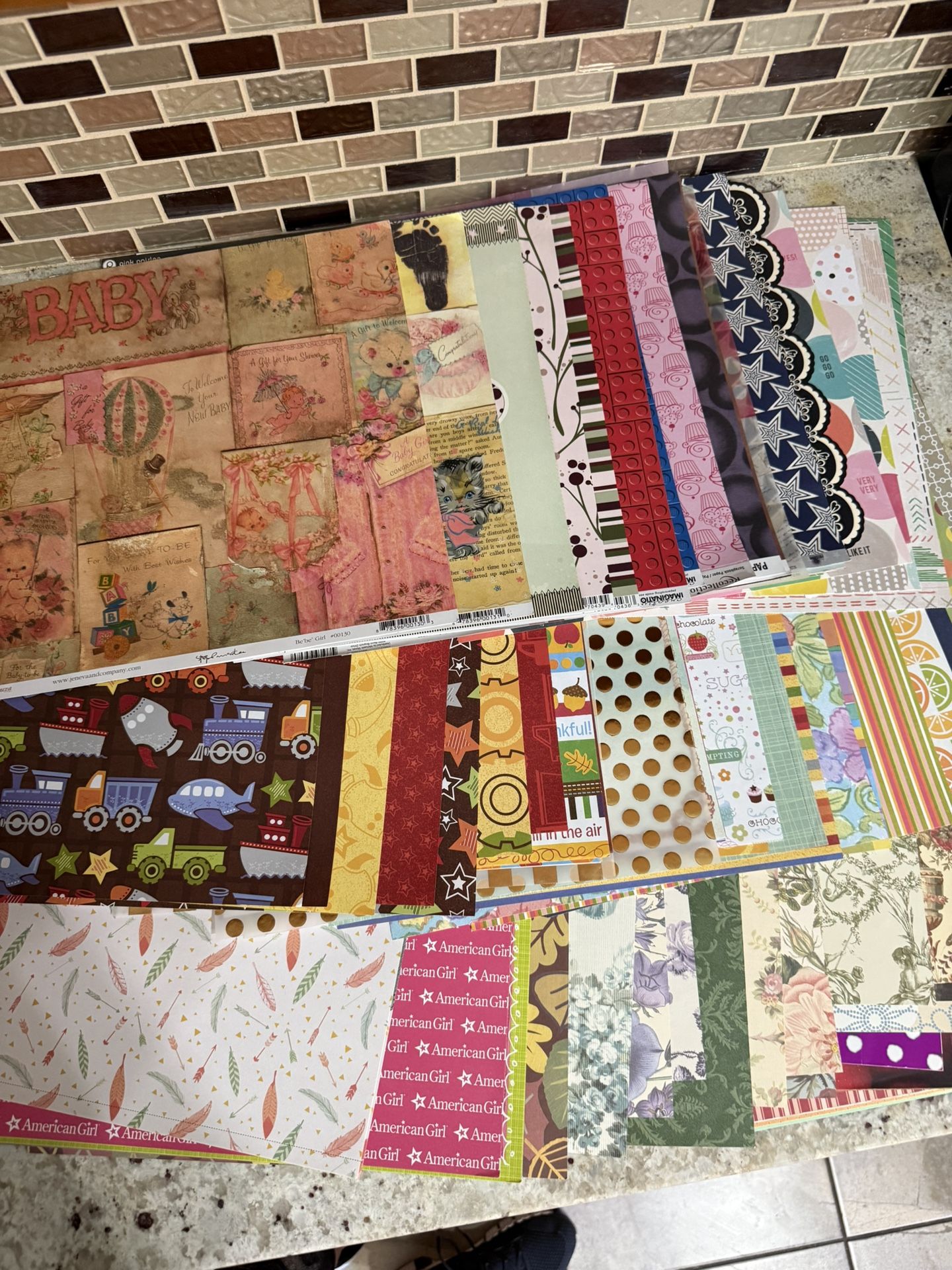 Lot Of 100 Sheets 12” x 12” Scrapbook Paper