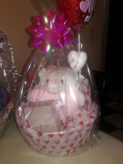 Gift baskets for Valentine's day.