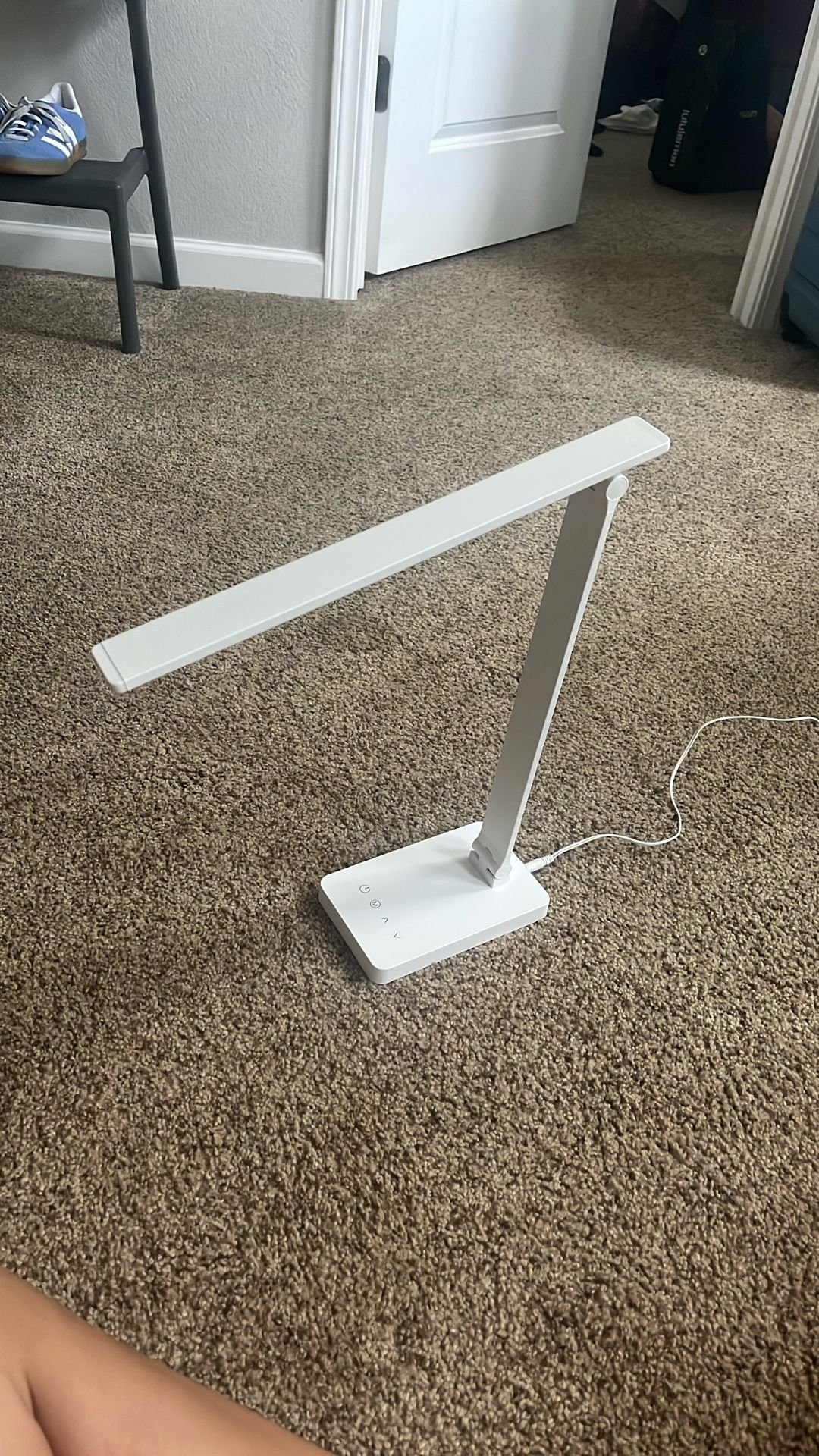 desk lamp, white, few feet tall