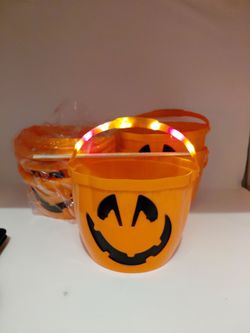 Halloween Pumpkin Trick-or-Treat Bucket with LED Handle