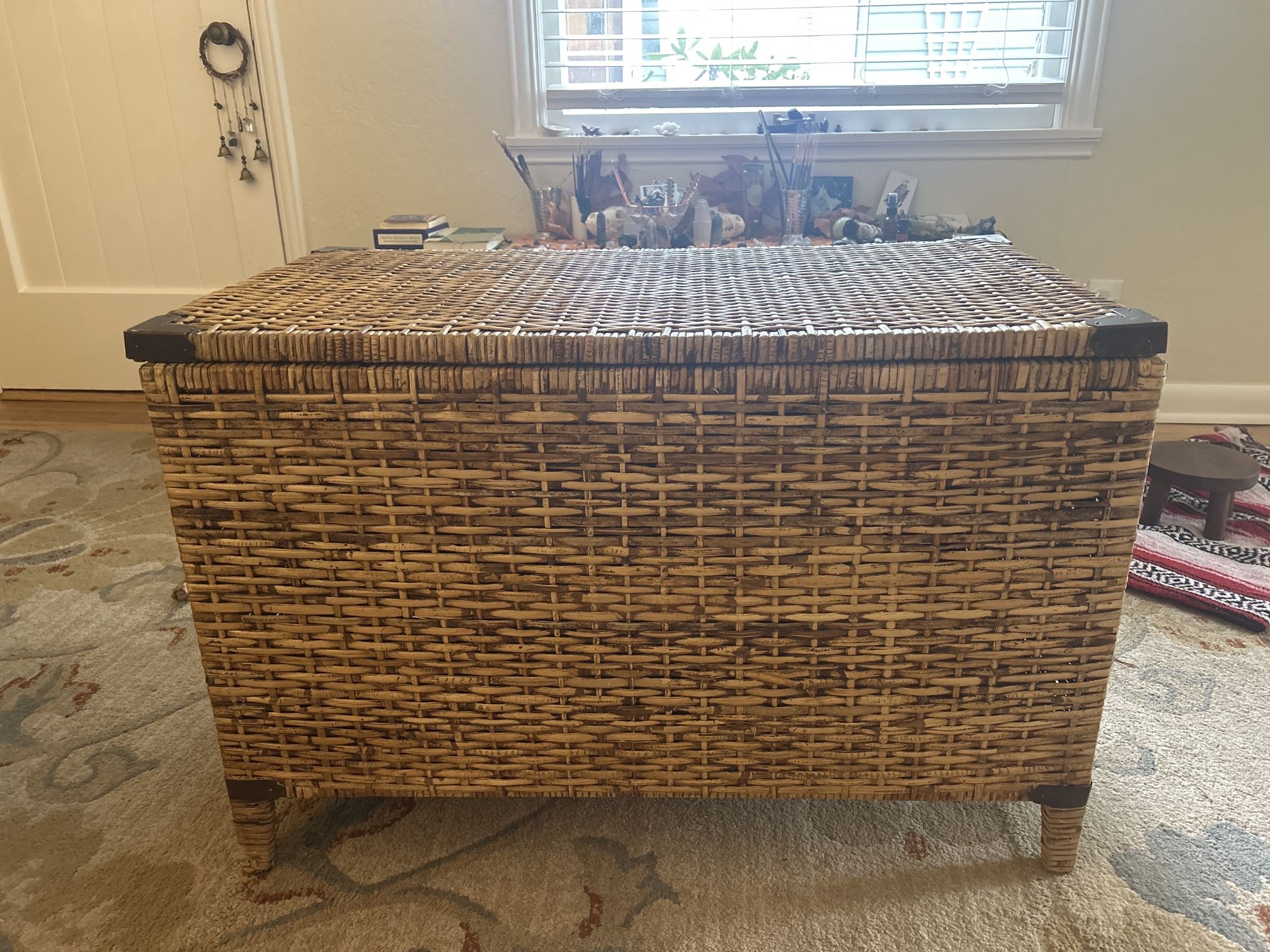 Woven Wicker Storage Trunk / Coffee Table