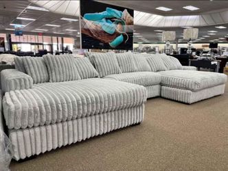 NEW 3PC FLUFFY MODULAR LIVING ROOM SECTIONAL CHAISE $10 DOWN