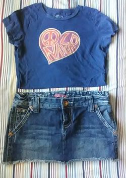 Girls Jean skirt and Top