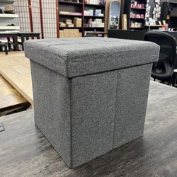 SONGMICS 11.8" Small Folding Storage Ottoman Cube Footrest - Dark Gray