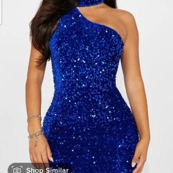 Womens Blue Sequin Dress Size Extra Small
