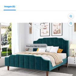 Queen size Velvet Turquoise bed frame 