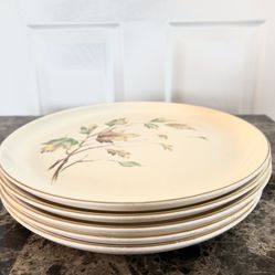 Vintage French Saxon 22KT Gold China Dinner Plates-Set Of 5
