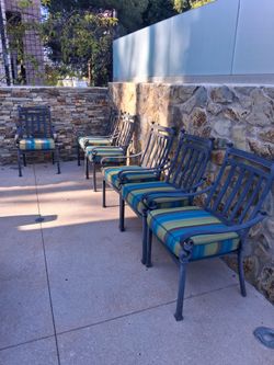 6 Outdoor Metal Patio Dining Chairs with Cushions