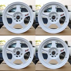 15x7 White Wheels 4x100 ET35 CB73.1 Fits Civic Integra Miata Fit Yaris Corolla iA Versa Sentra