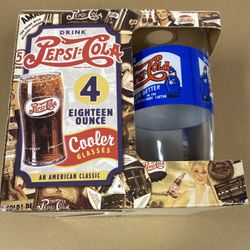 Set Of 4 Pepsi-Cola Pepsi and Pete 18 ounce glasses new in the box USA