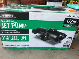 Everbilt 1/2 HP Shallow Well Jet Pump Open Box