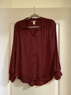 HM Red Leopard Button Up Shirt - Size 12