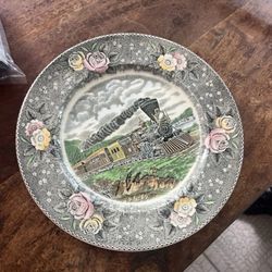 American Express Train Plate, Colored Engraving for the People, Adams England