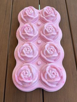 Pink Silicone Rose Shaped Baking Mold
