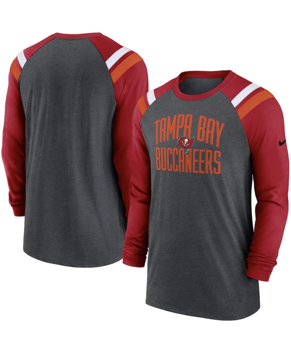 Men's Nike Heathered Charcoal/Red Tampa Bay Buccaneers 3XL Long Sleeve Shirt NWT