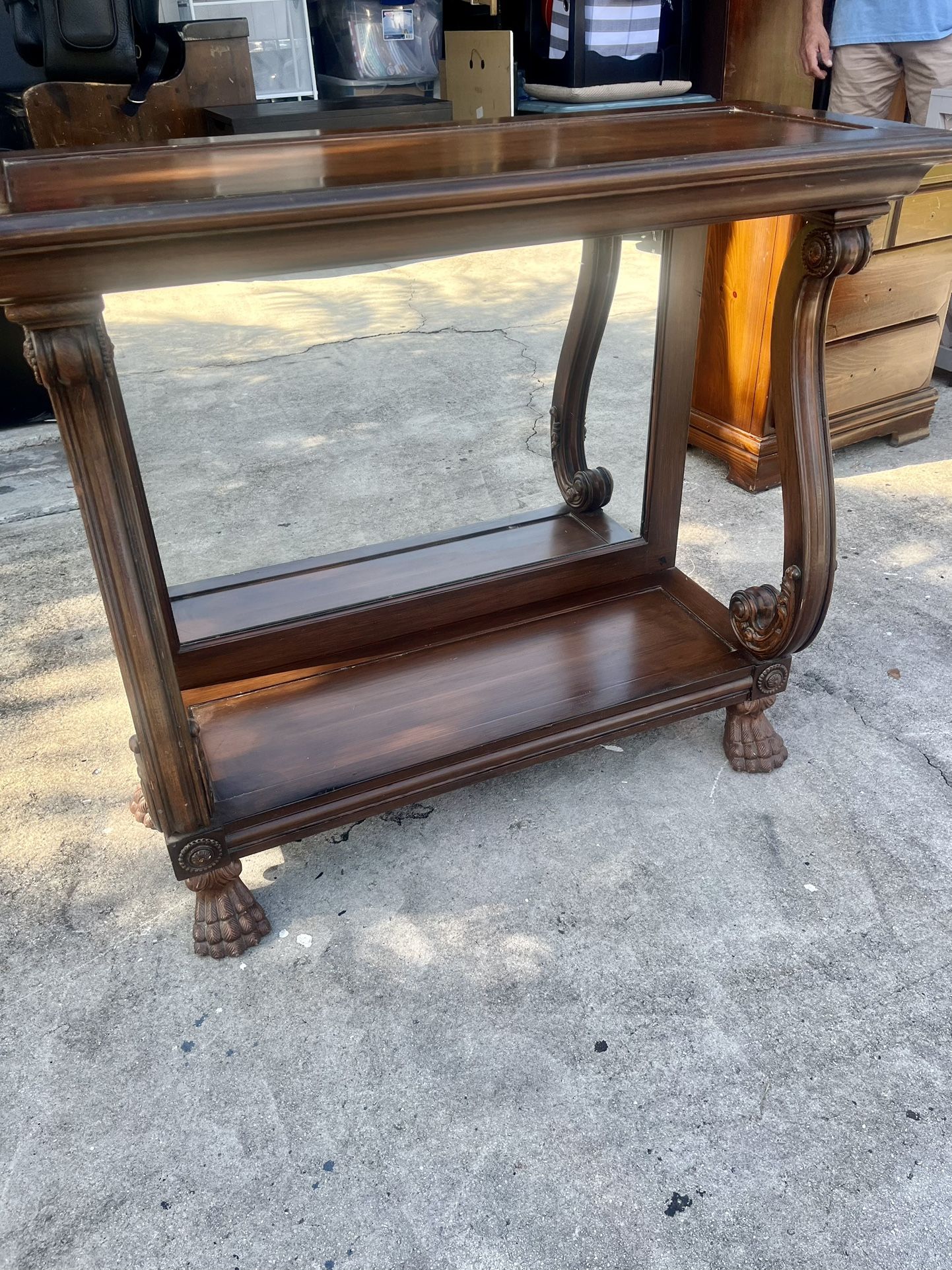 Vintage Antique Mirrored Entry Hall Console Table