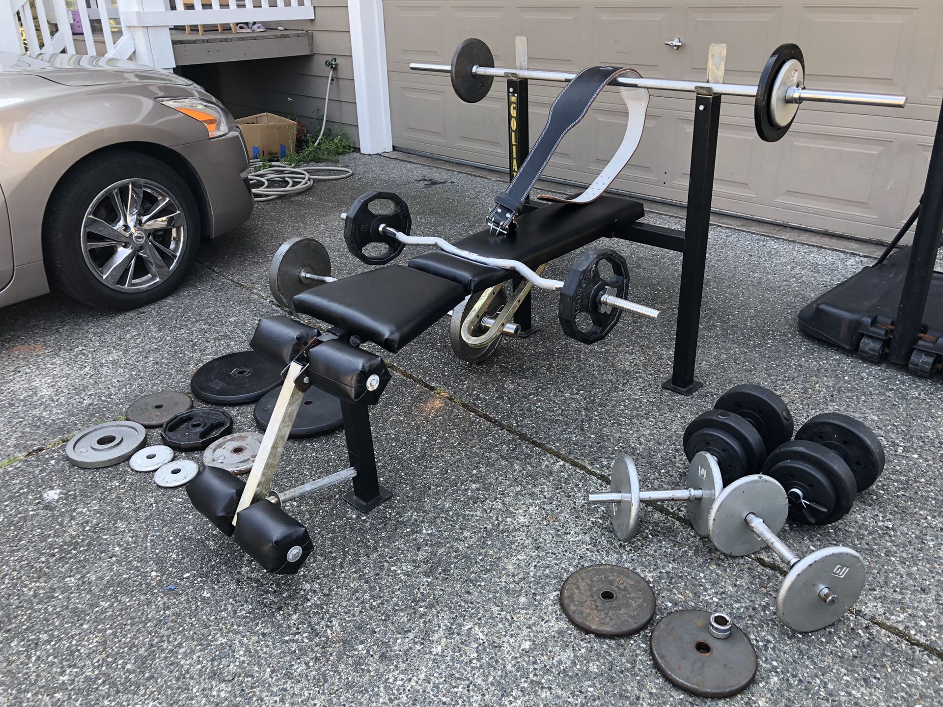 BENCH/WEIGHT SET with Genuine Leather Altus Weight Belt