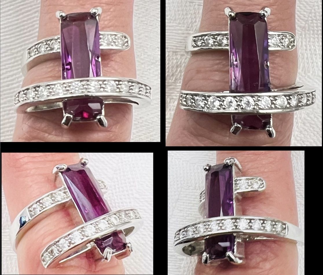 Sterling silver amethyst unique ring