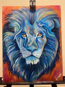 Original Lion painting. 11x14 acrylic on canvas board.