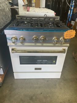 Slide stove gas range convection oven ZLINE matte white w 30”