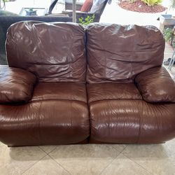 Leather reclining couch, excellent condition