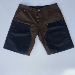 Chrome Hearts Leather Double Knee Nylon Shorts Brown/Pink