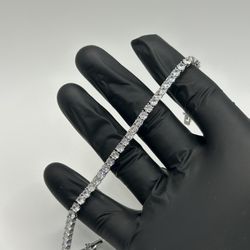 Moissanite Iced Out Tennis Bracelet Silver 3mm 8 Inches Brand New VVS1 D Color