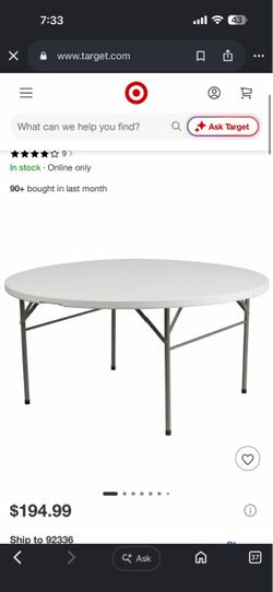 Emma and Oliver 5-Foot Round Bi-Fold Granite White Plastic Folding Table with Carrying Handle 19 110$ 2 piece