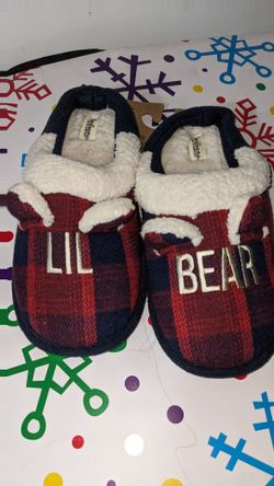 Kids 'Lil Bear' Plaid Slippers