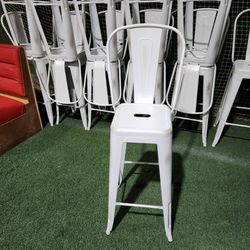 DISTRESSED WHITE BISTRO STYLE BAR STOOLS