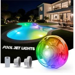 Pool Return Jet Light LED - Water Powered Underwater Lights for Above & Ingroud Swimming Pool, Swimming Pool Jet Nozzles Lights, Pool Spa Return Fitti