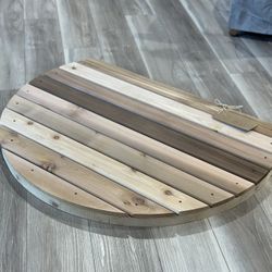 Outdoor Shower Floor Section. Red cedar wood. Could use as an entry to hot tub or shower floor outside. 3'' H X 41'' W X 32'' D MSRP $667. Our price $