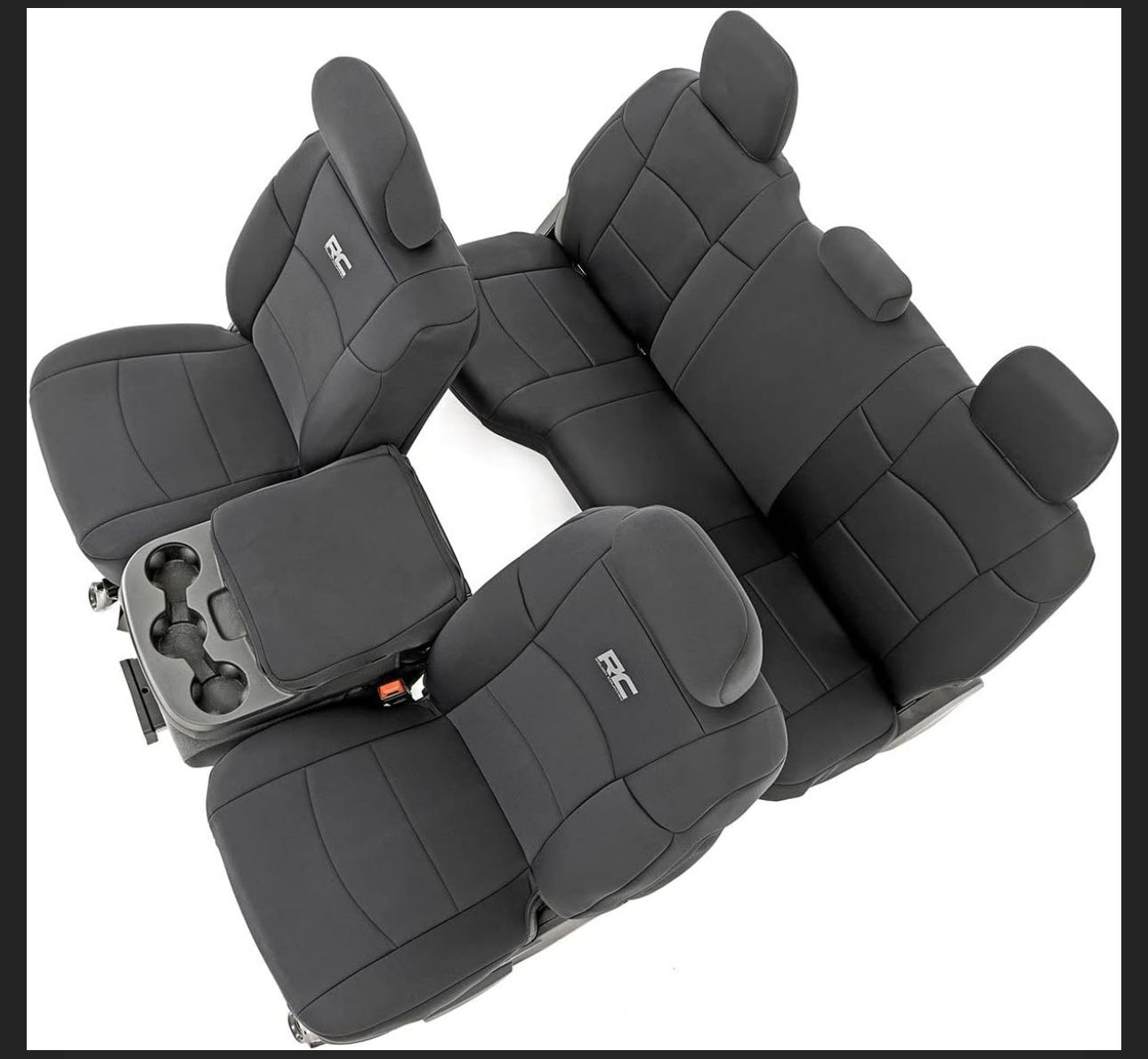 Rough Country Neoprene Front & 60/40 Rear Seat Covers for 19-22 Ram 2(contact info removed)4, Black